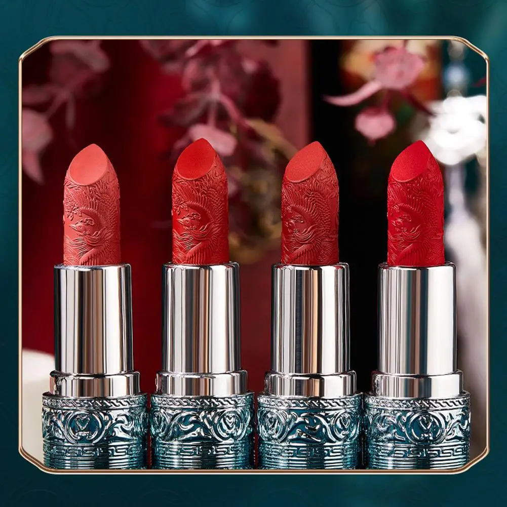 Carved Lipstick Portable Matte Long Lasting Waterproof Lipstick Balm Lips Cup Lip Sexy Makeup Nude Moisturizing Non-Stick P1A2