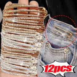 12 pz strass spille di sicurezza spille maglione scialle clip spille di cristallo finto spilla lucida spille per gonne maglione sciarpa