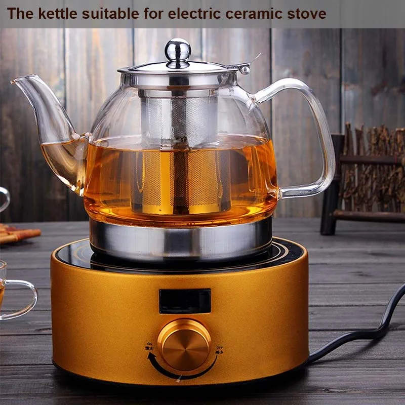 Glass Flower Teapot Heat Resistant Glass Teapot With Infuser Induction Gas Stove Teapot Electromagnetic Furnace Kettle