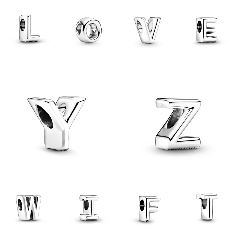 Silver DIY plated Simple 26 English Letters Random Combination Charm Beads For Pandora Bracelet Necklace Jewelry Accessories