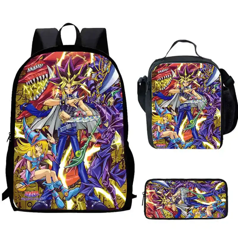 

Anime Game Yu Gi Oh Child School Backpack With Lunch Bags Pencil Bags For Kindergarten,Best Gift For Boys and Girls