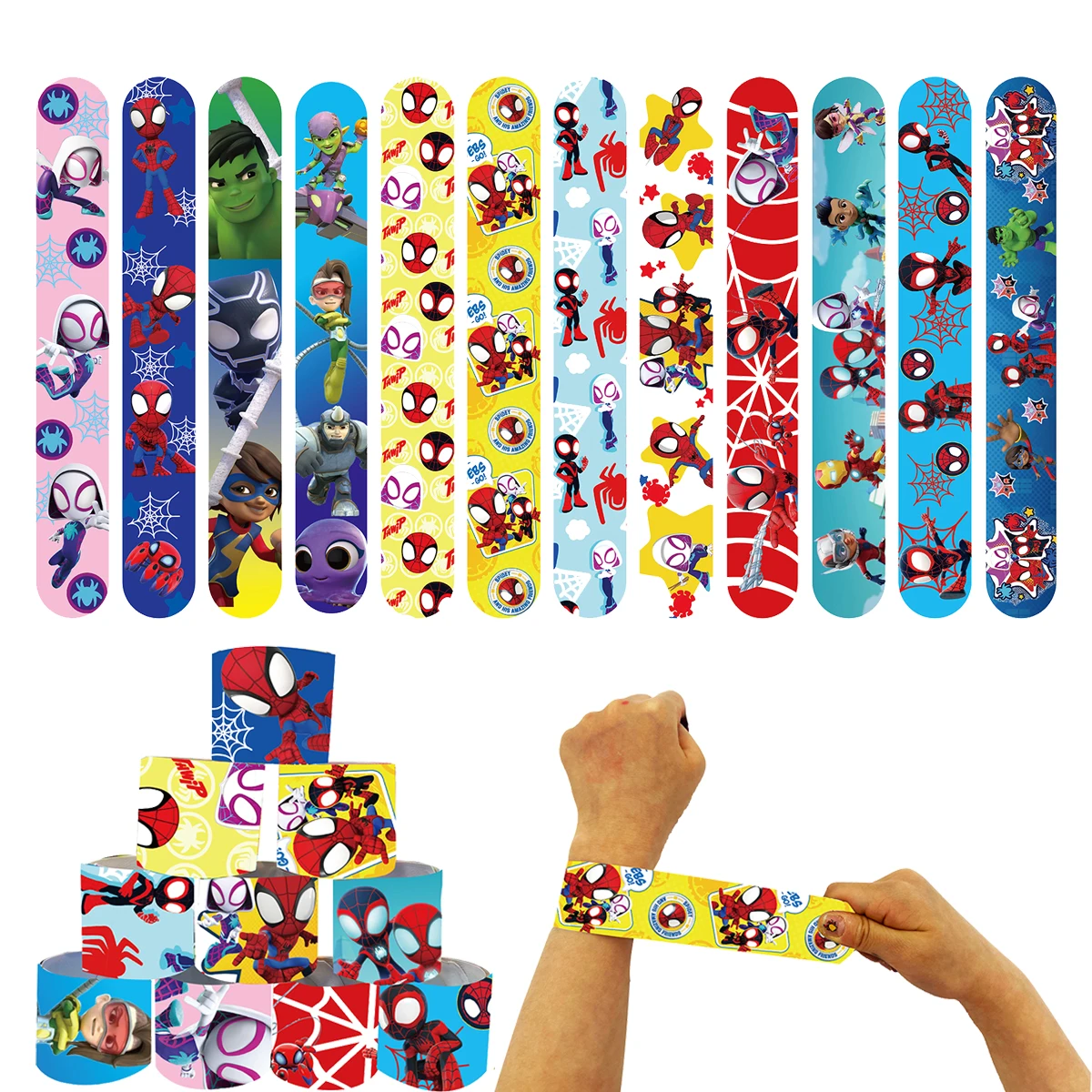 Spiderman Party Favors Gifts Spidey Slap Bracelets Silicone Wristbands Goodie Bag Stuffers Fillers Classroom Rewards Prizes