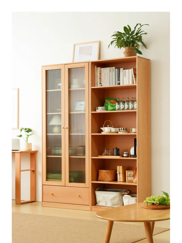 

Solid wood combination bookcase Beech locker simple glass doorway bookcase