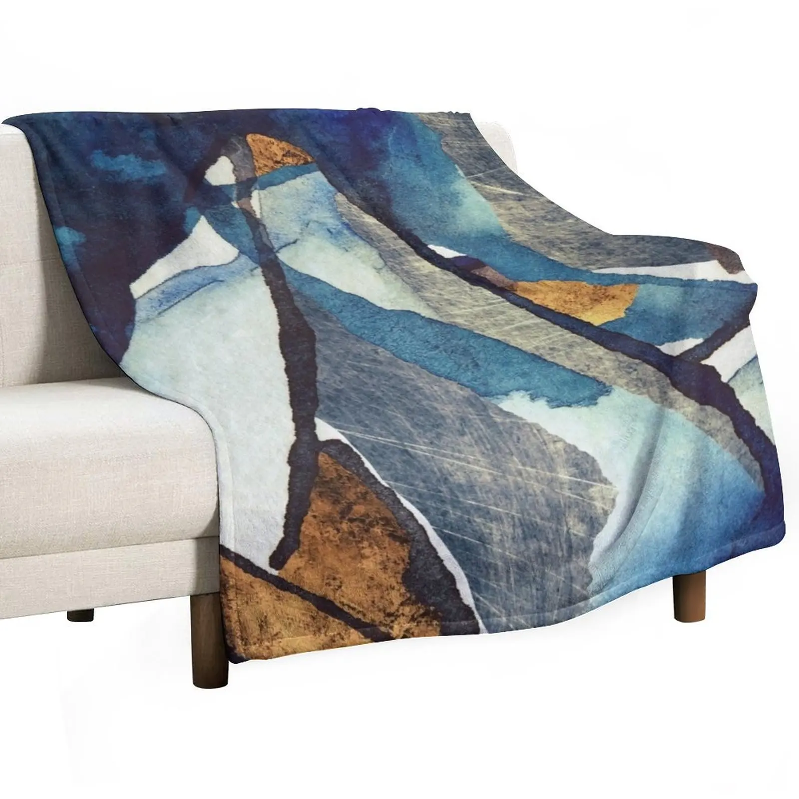 

Cobalt Abstract Throw Blanket blankets ands Soft Plush Plaid Luxury Thicken Flannel Fabric Blankets