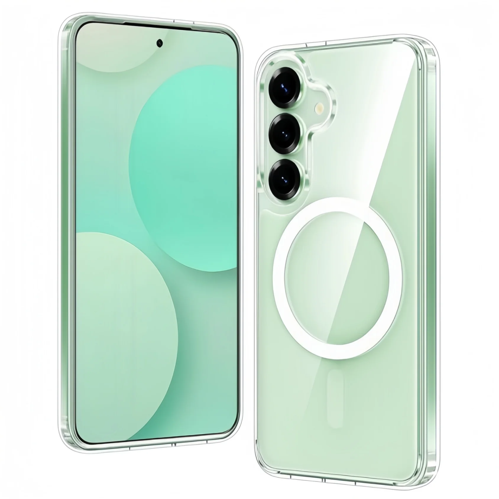 With  Magnetic for Samsung Galaxy S25 Case Drop Protection Shockproof Anti Yellowing Slim Protective Transparent Case-Clear