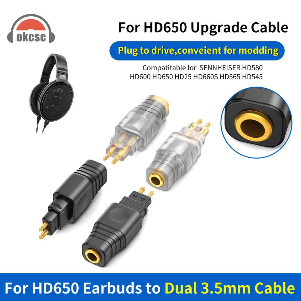 Sennheiser、オスコネクタ、デュアル3.5mm、メスからオス、hd650