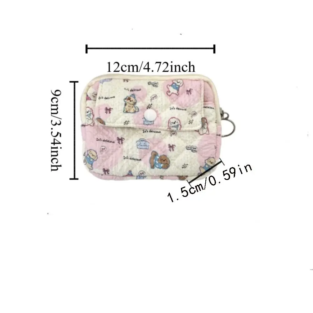 Cartoon Printing Mini Canvas Coin Purse Multifuctional Korean Style Cute Wallet Jewelry Packing Bag Card Holder