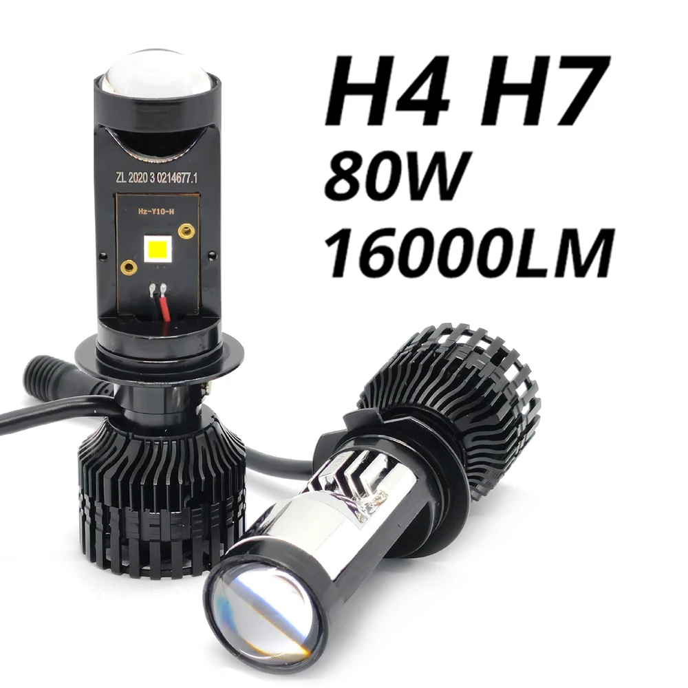 

1 Piece H7 Car Mini Lens Headlight H4 LED Projector Bulb 6000K 16000LM Auto Motorcycles Lamp 12V High and Low Beam Light