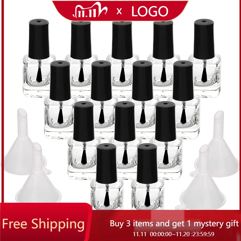 20PCS Empty Nail Polish Bottle 5ml Refillable Clear Glass Bottles Vials Container with Soft Brush Cap Funnels Set for Women/Girl