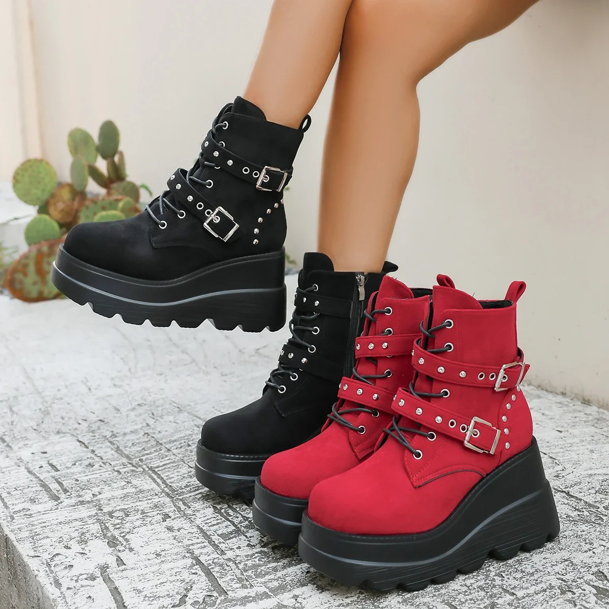 

2025 Women Comfortable Ankle Boots Luxury Casual Elegant New Boots Platform Chunky Designer Shoes for Women Zapatos De Mujer