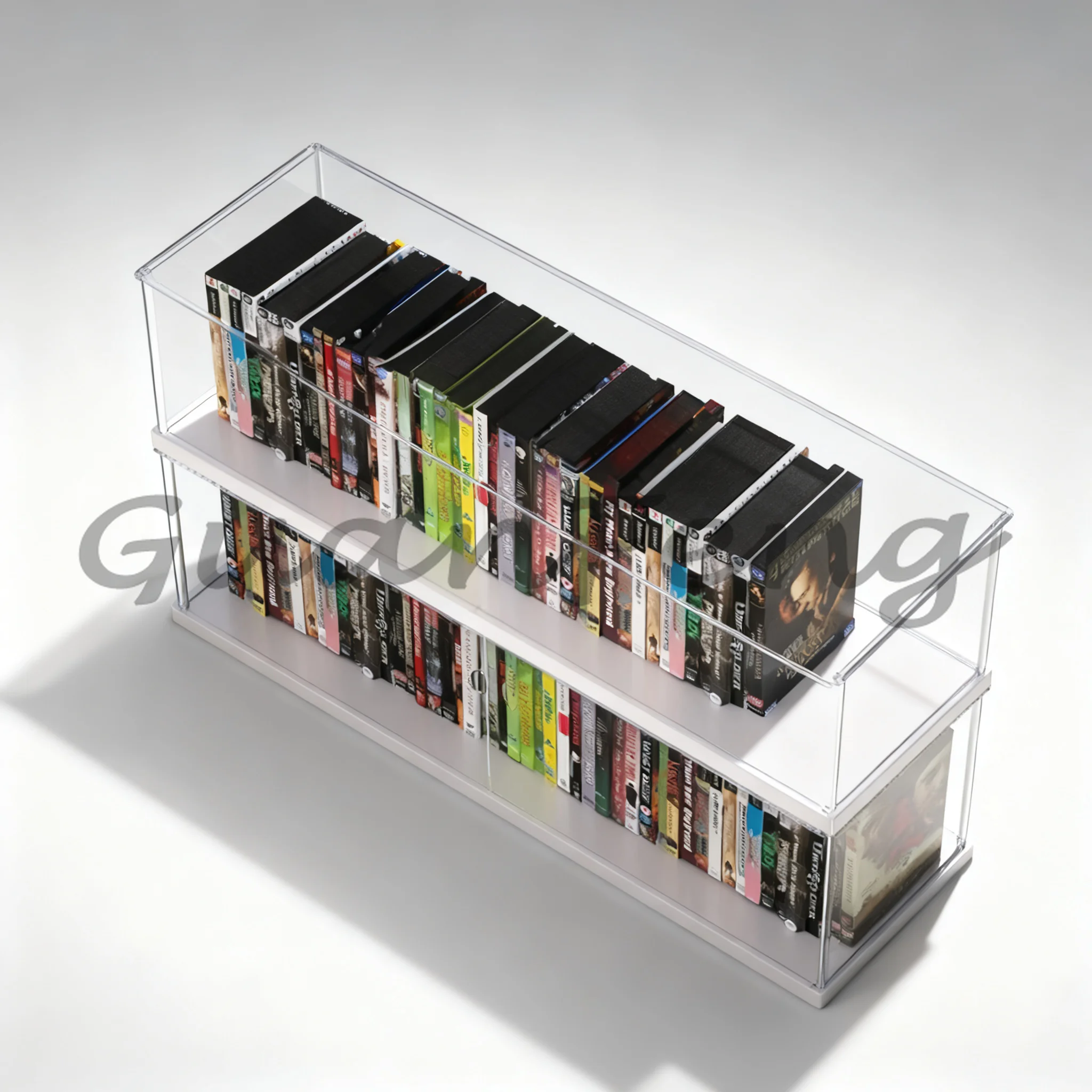 Stackable transparent acrylic storage box, used as a stand for small books