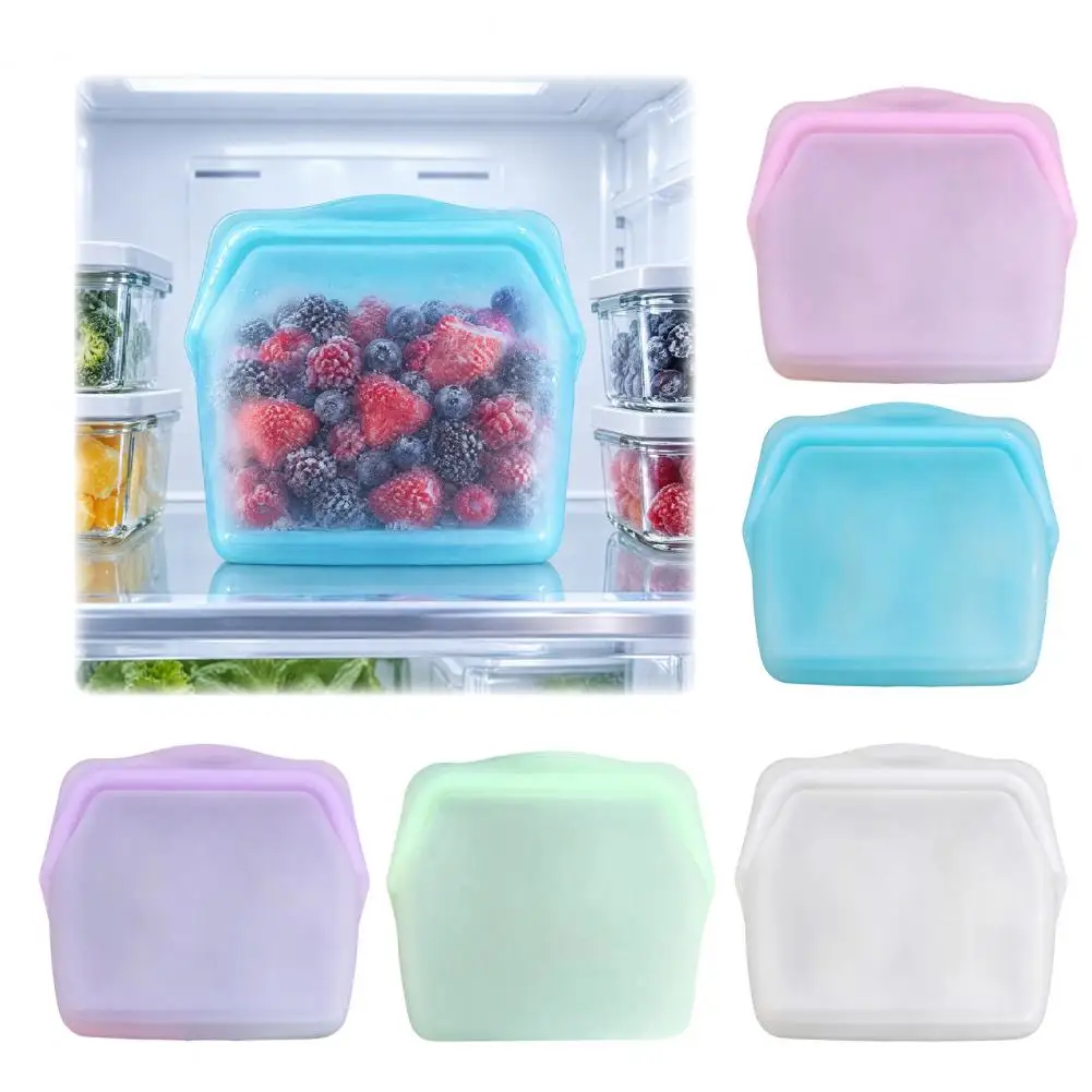 1Pc Silicone Reusable Food Bag Freezer Food Container Heat Resistant Leakproof Fresh Keeping Bags Sub-packing Sealing Bags