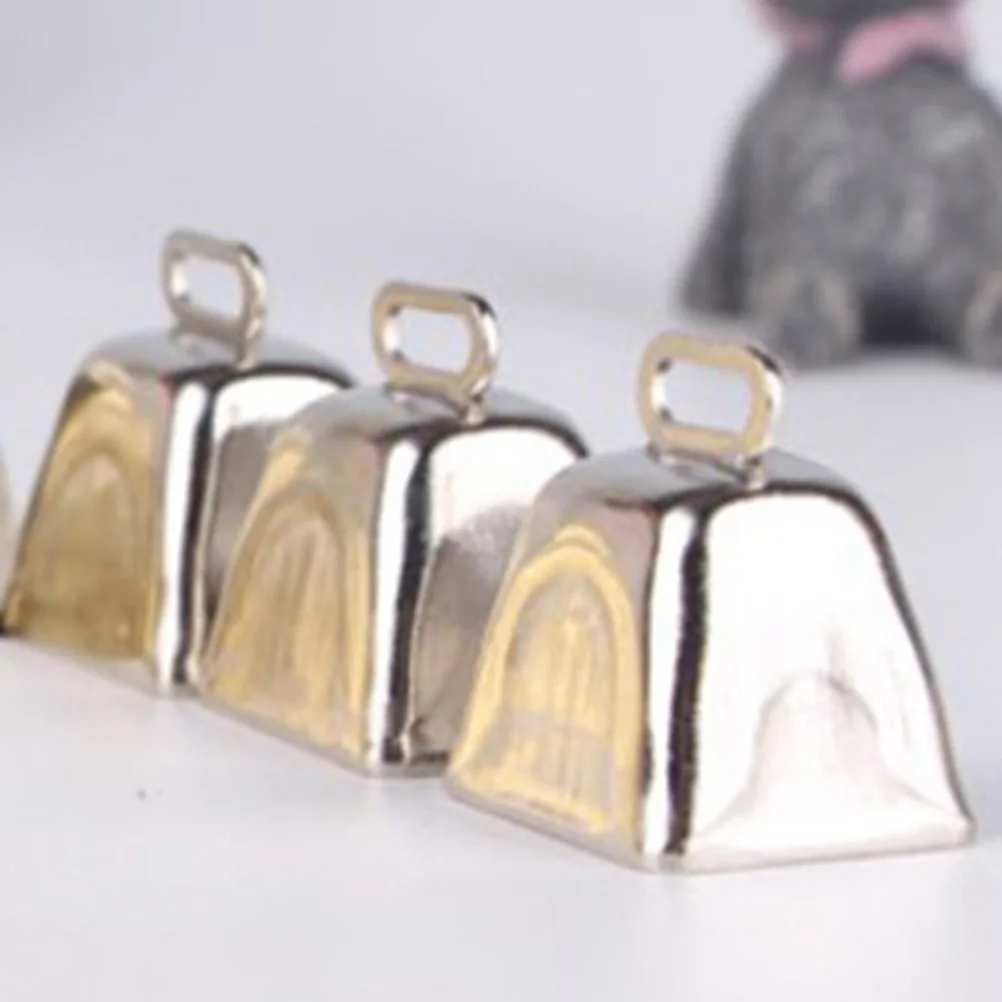 

8pc Silver Cowbells Noisemaker Square Calling Bell Handheld For Outdoor Sports Wedding Party Use Iron Bells Pet Accessories