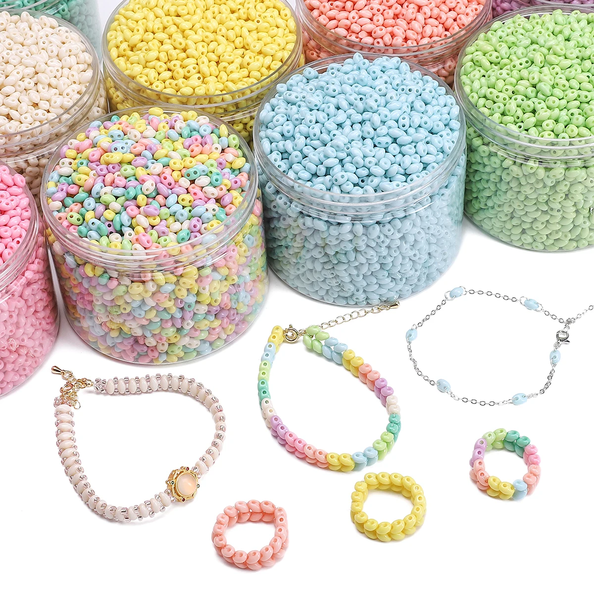 

100/200Pcs Acrylic Double Hole Pig Nose Beads 6x4mm Loose Spacer Beads Making Handmade DIY Jewelry Bracelet Earring Accessories