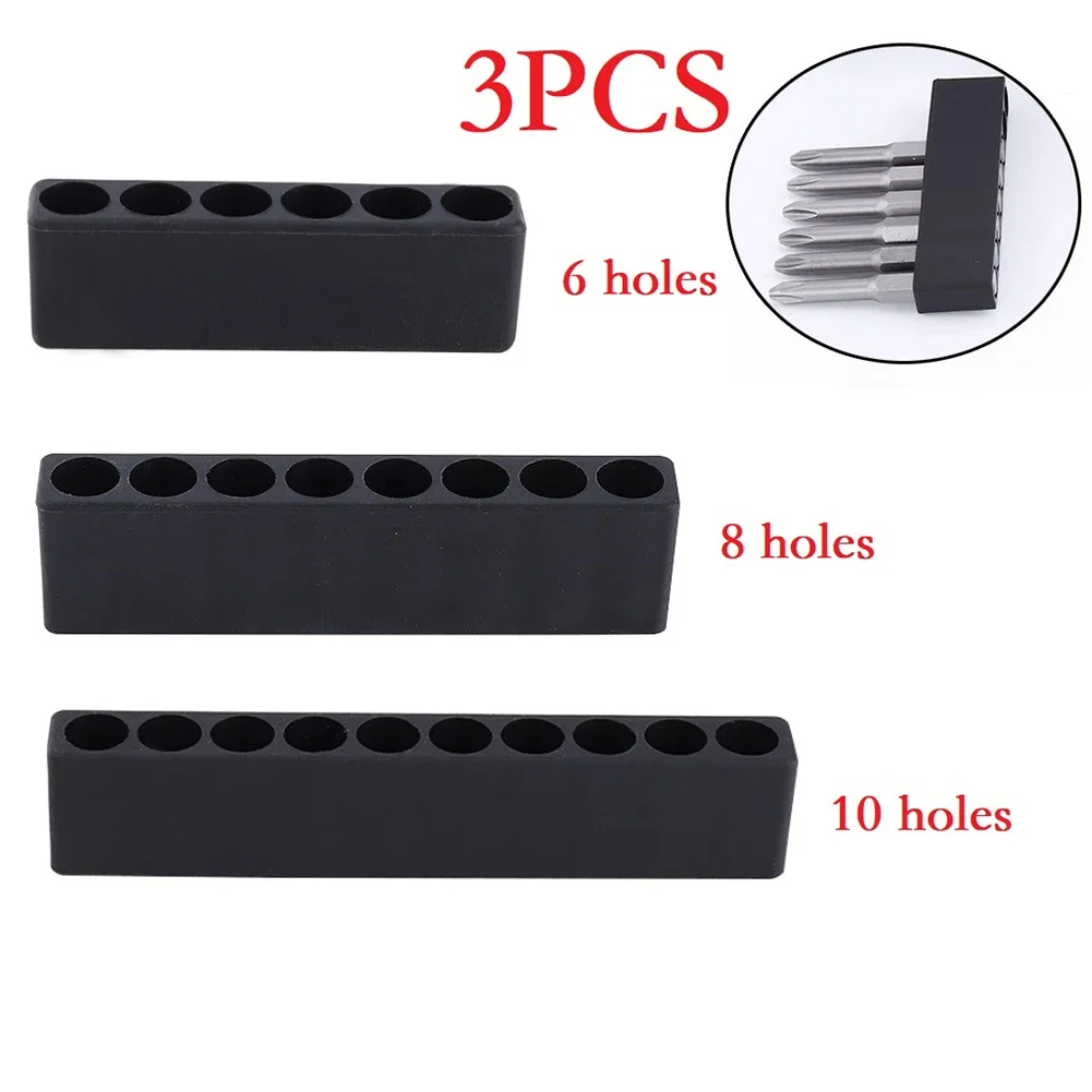 

3Pc Bit Holder 6/8/10 Hole 1/4 Hex Shank Screwdriver Plastic Screwdriver Storage Screwdriver Bit Holder Screwdriver Storage Box