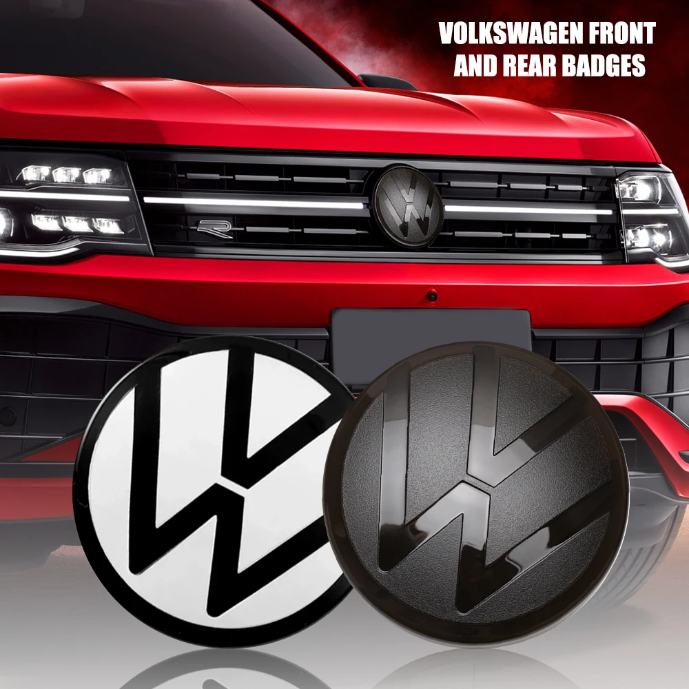 black/white Mirror style Car Front Grill Badge Rear Trunk Emblem Lid For Volkswagen VW GTI GOLF 2022-2023 Tiguan 2013-2016 Polo