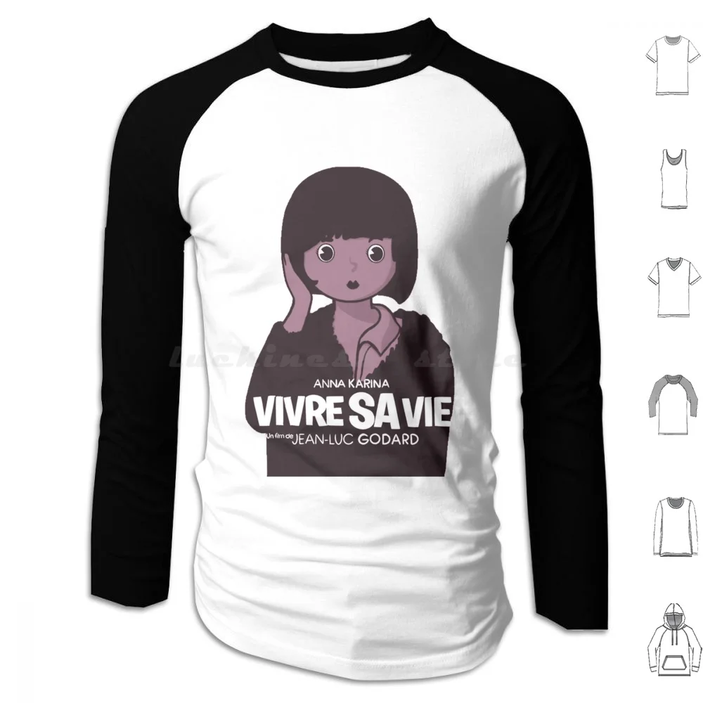 Vivre Sa Vie Vintage Hoodie cotton Long Sleeve Jean Luc Godard 1960 French New Wave Cinema French Pop Culture Anna