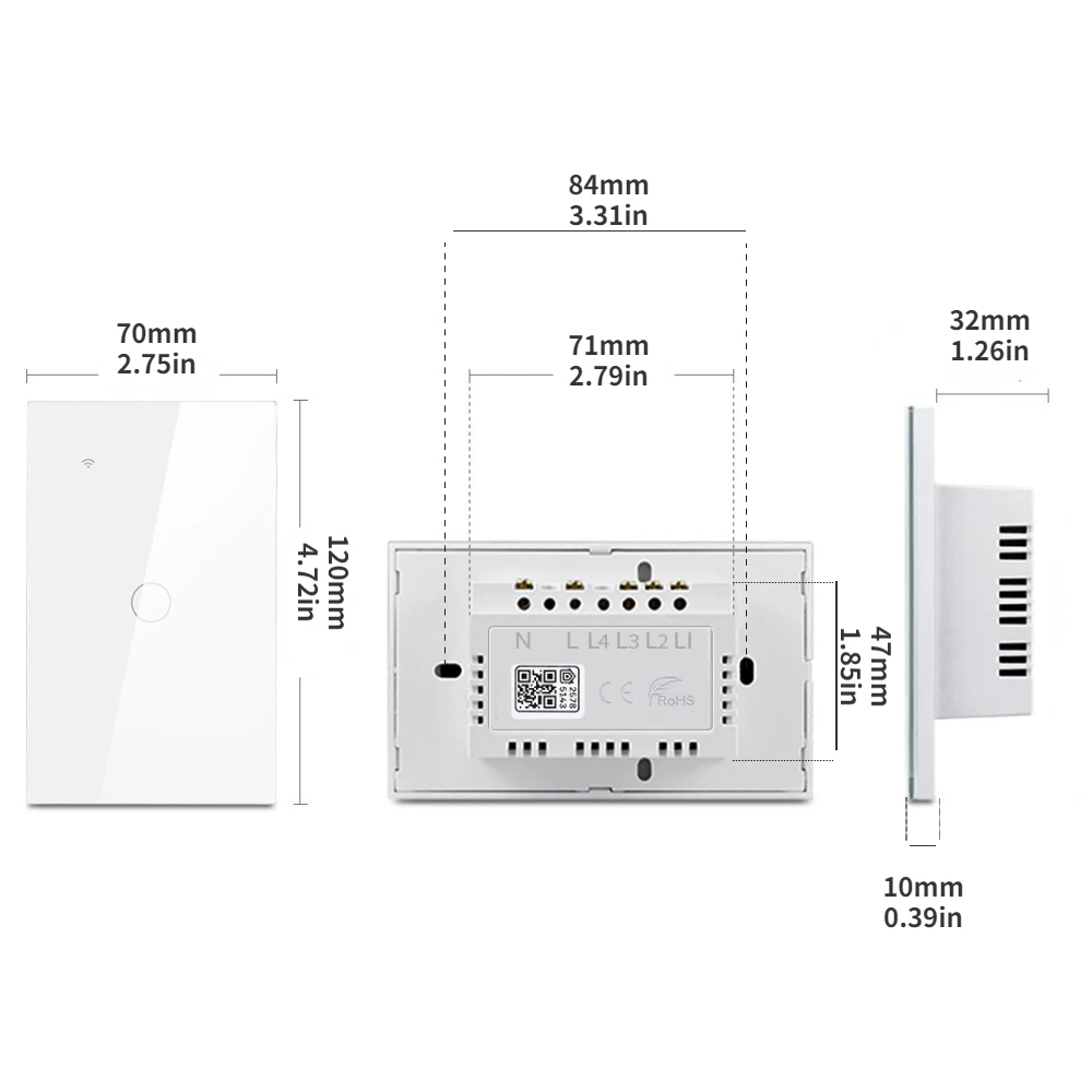 HomeKit WiFi Touch Switch For Light, US 1/2/3 Gang Smart Timer Switches App Remote Voice Control Works With Alexa Google Siri