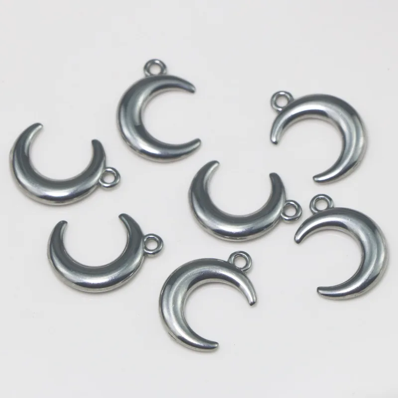 

4pcs Geometry Stainless steel moon Charms for DIY Necklace earrings handiwork jewelry make Accessories