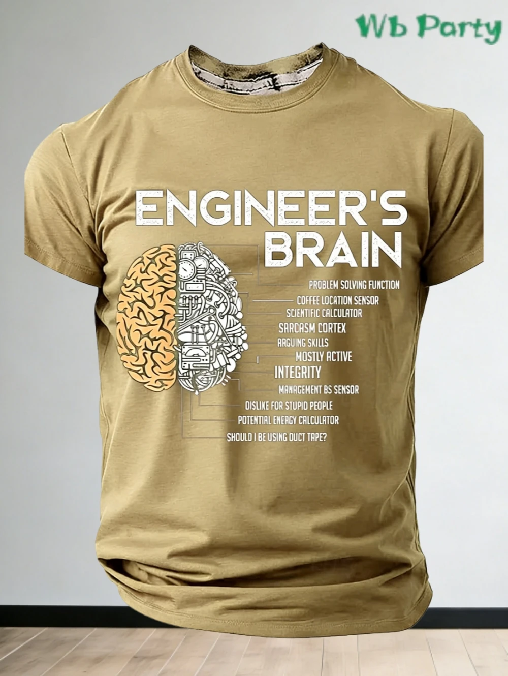 Lustiges Ingenieur-Gehirn-Grafik-T-Shirt für Männer, Kaffeeliebhaber, Arbeit, Büro, Kurzarm-Oberteil, Humor-Grafik-T-Shirts, lässige Herrenbekleidung – Detail 3
