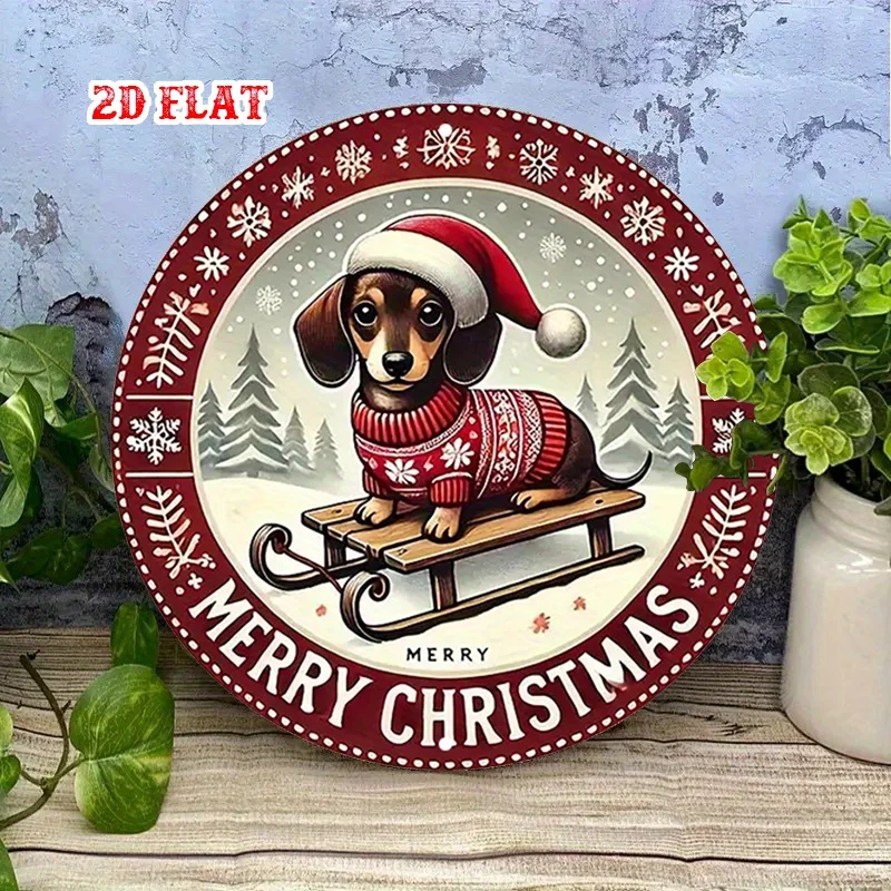 2D Flat, 1pc Retro Round Aluminum Wall Sign Suitable for Home - Multi-Holiday Sleigh Ride Metal Decor (for Christmas, for Exampl