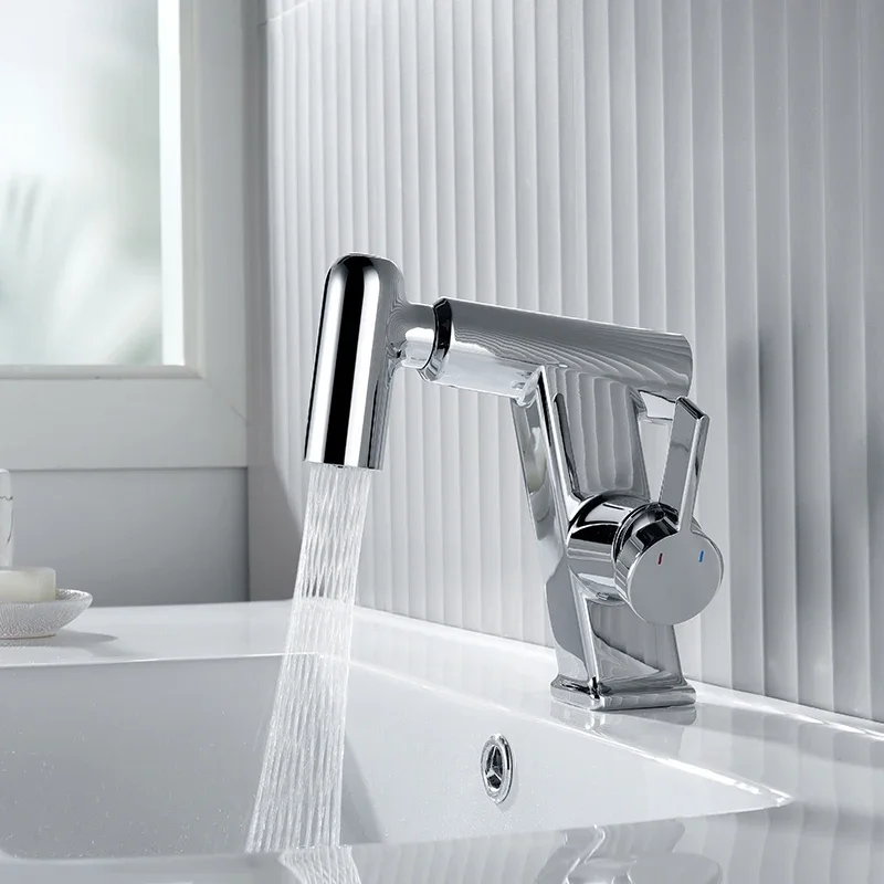 

YYHC-Chrome Pull Out Basin Faucet Multifunctional 3 Mode Sprayer Nozzle Brass Bathroom Hot and Cold Water Sink Mixer Tap