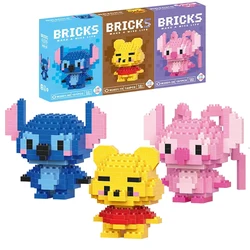 Disney Stitch Pooh Bear Lega Toy bloques de construcción, personajes de dibujos animados de Disney, Super Mario Bros, juguetes de bloques de construcción, regalos de cumpleaños