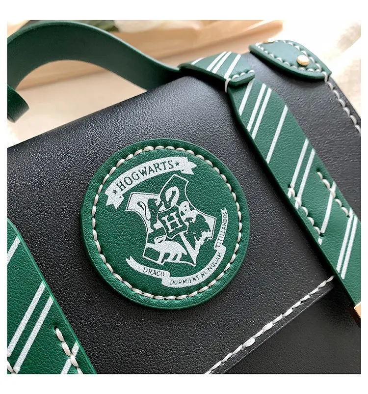 Harry Potter Handbag for Women PU Leather Hogwarts College Slytherin Crossbody Bag Vintage Fashion Cambridge Shoulder Bag