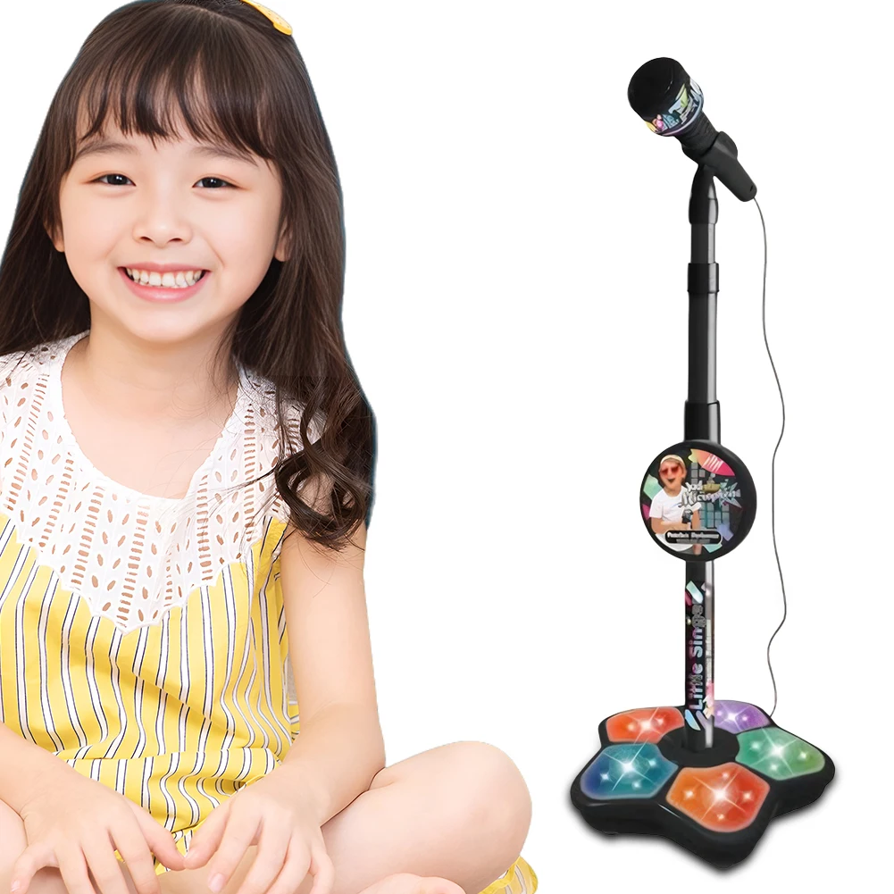 Brain-Training Educational Toy Height-Adjustable Kids Karaoke Machine with Lights Singing Machine Birthday Gift for Girls Boys