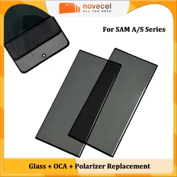 Novecel 5pcs Front OCA Glass Lens+Glue Polarizer Film For Samsung S24 S23 Plus S21 S20 FE LCD Panel Screen Repair Replacement
