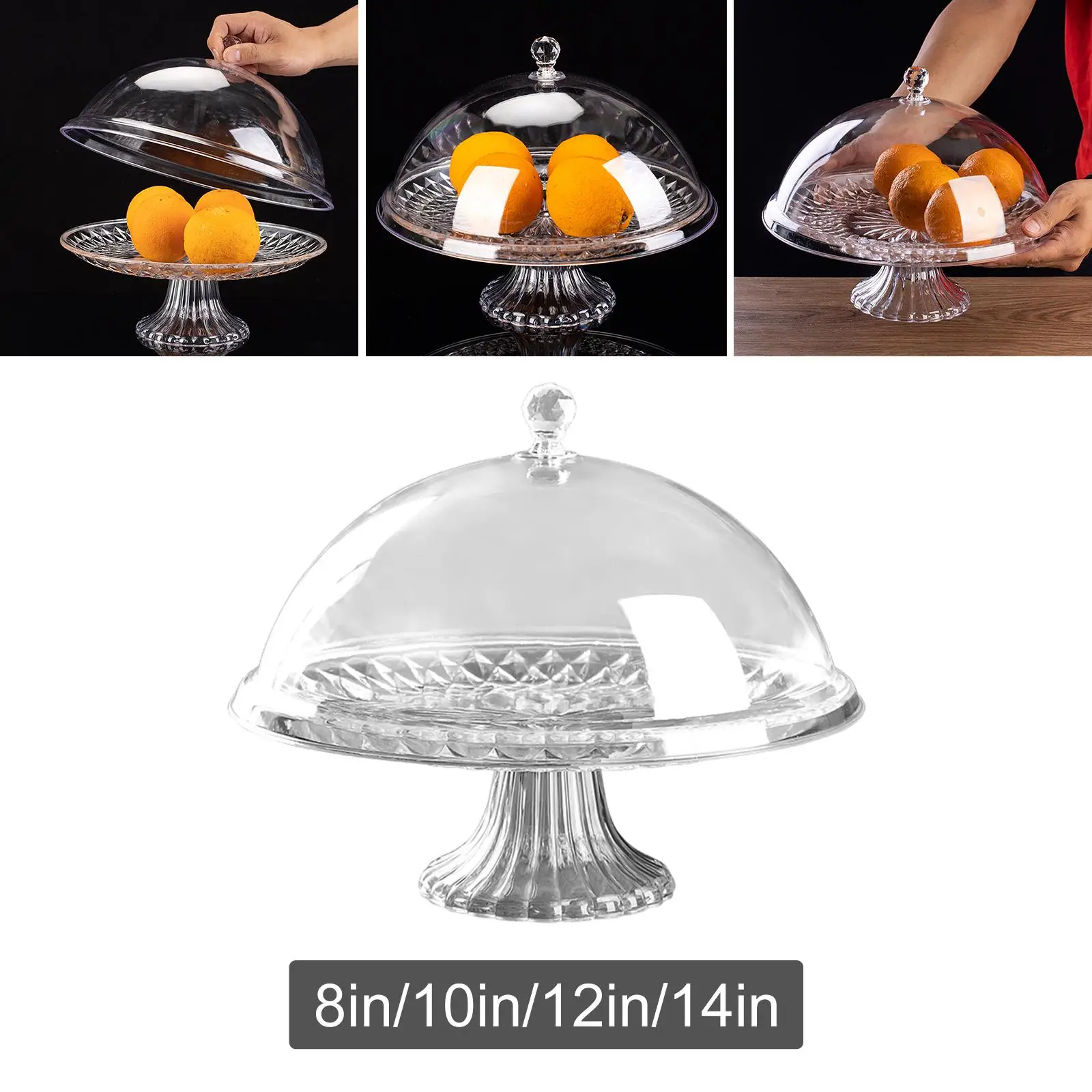Cake Plate with Lid Transparent Convenient Multifunctional for Dining Rooms
