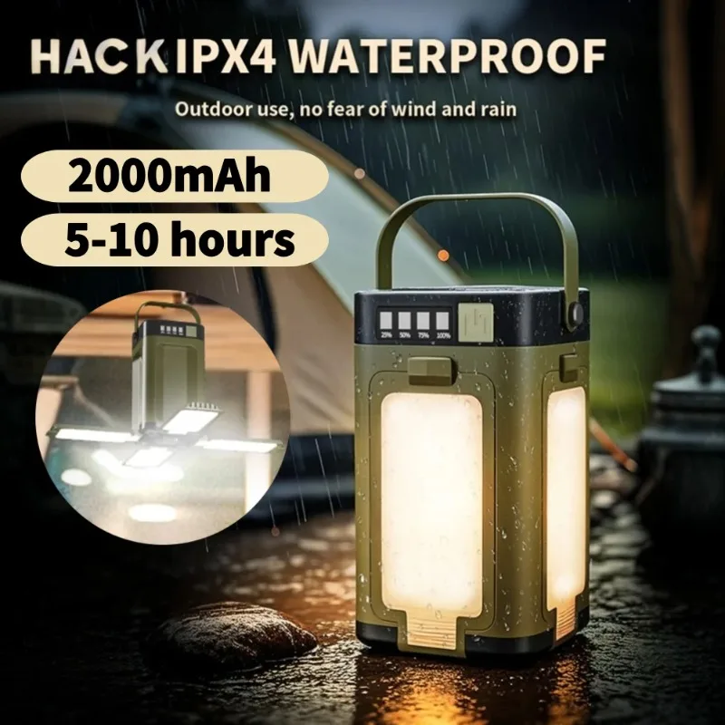

New multifunctional outdoor camping lamp, supports output, four-leaf foldable solar camping lamp