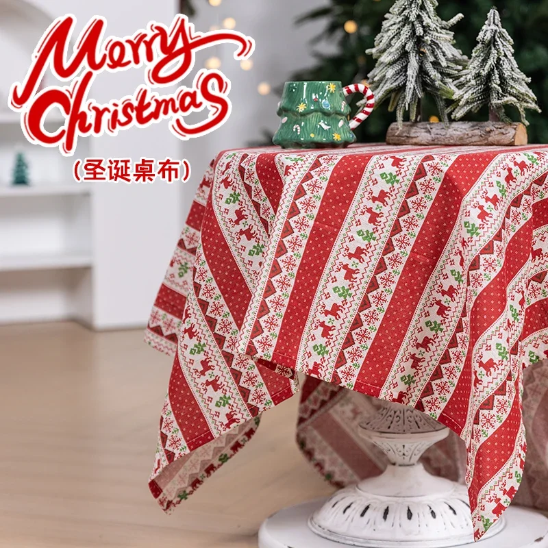 Christmas decorations printed Santa creative tablecloth restaurant bar scene decoration props
