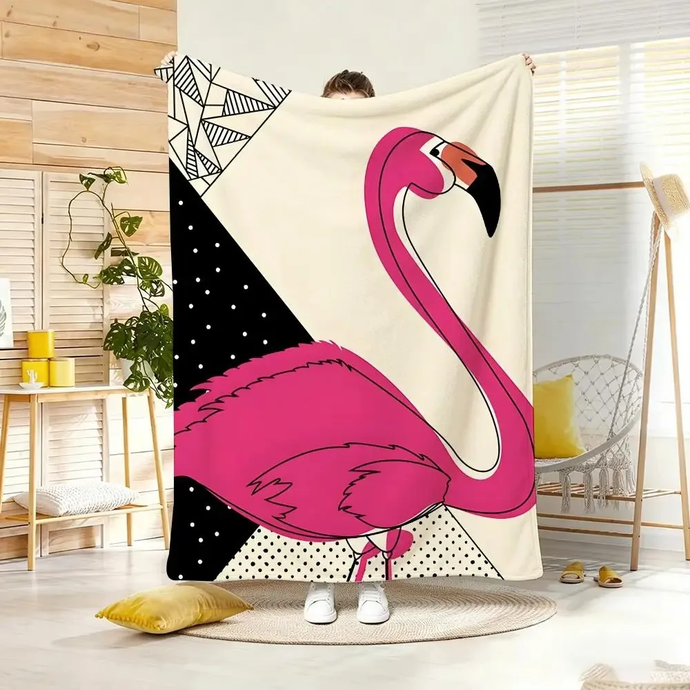 Cute stuff Flamingo Throw Lightweight  Flannel Blanket Soft Skin-friendly for Summer Cooling