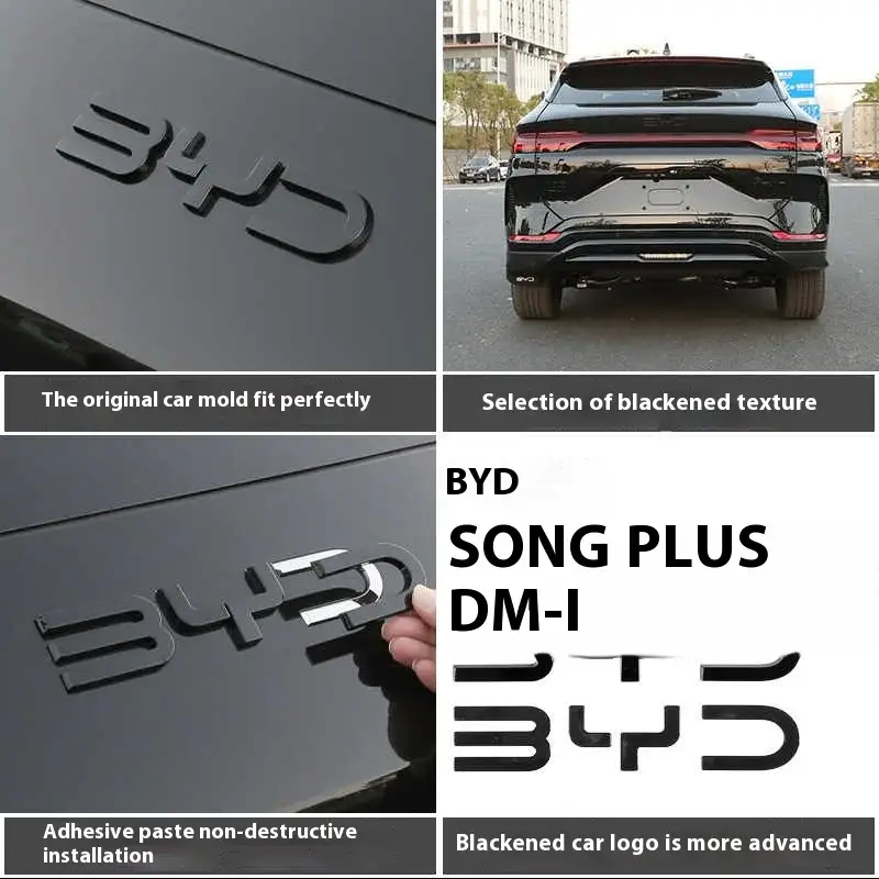 For BYD Song Plus DMI Seal U Sealion 6 Black Front Emblem Modification Black Warrior Car Badge Covering Styles Logo - Image 4
