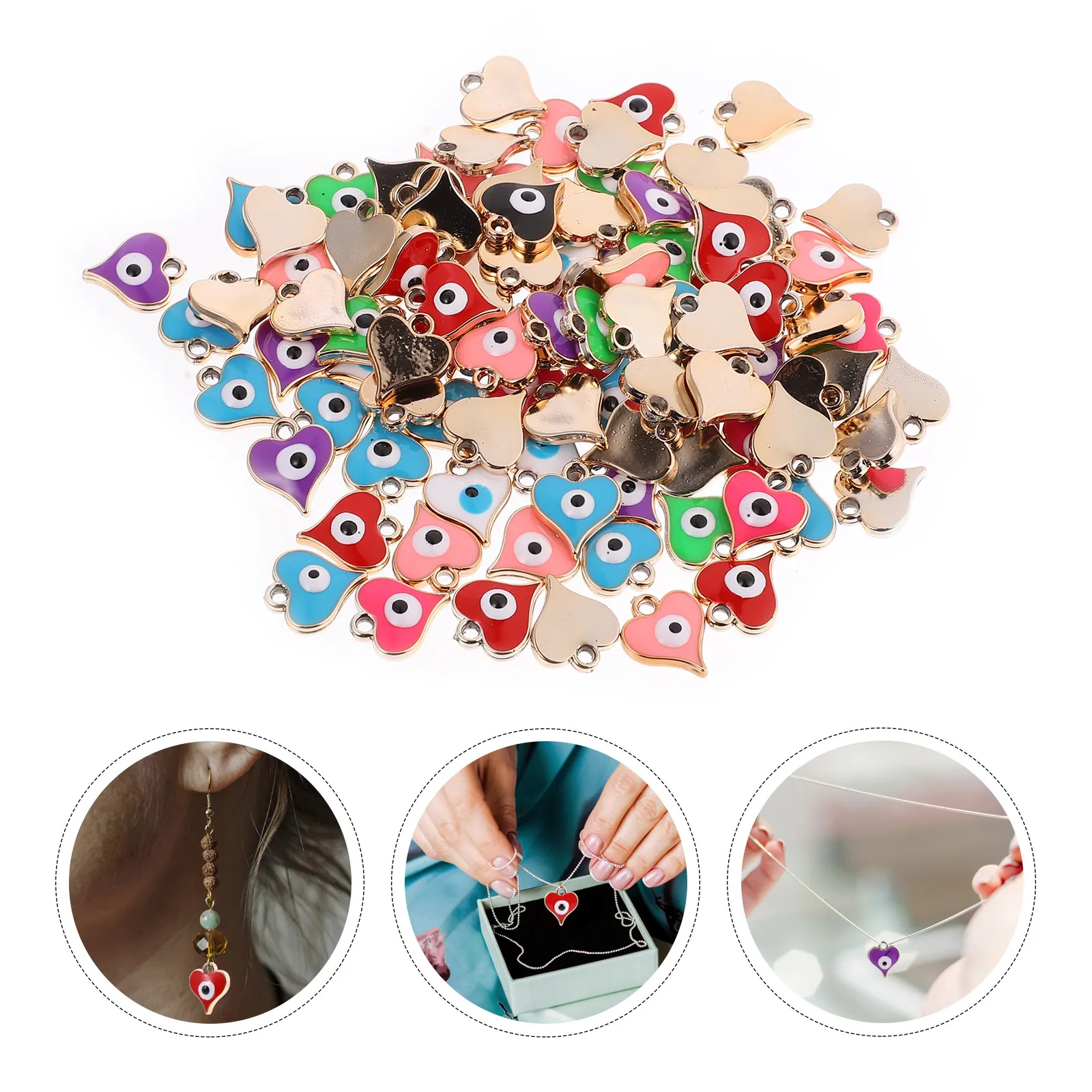 

100 шт. бусин-шармов в форме сердца из смолы, имитирующих глаза, для изготовления украшений своими руками, аксессуары для рукоделия, имитация глаз для поделок