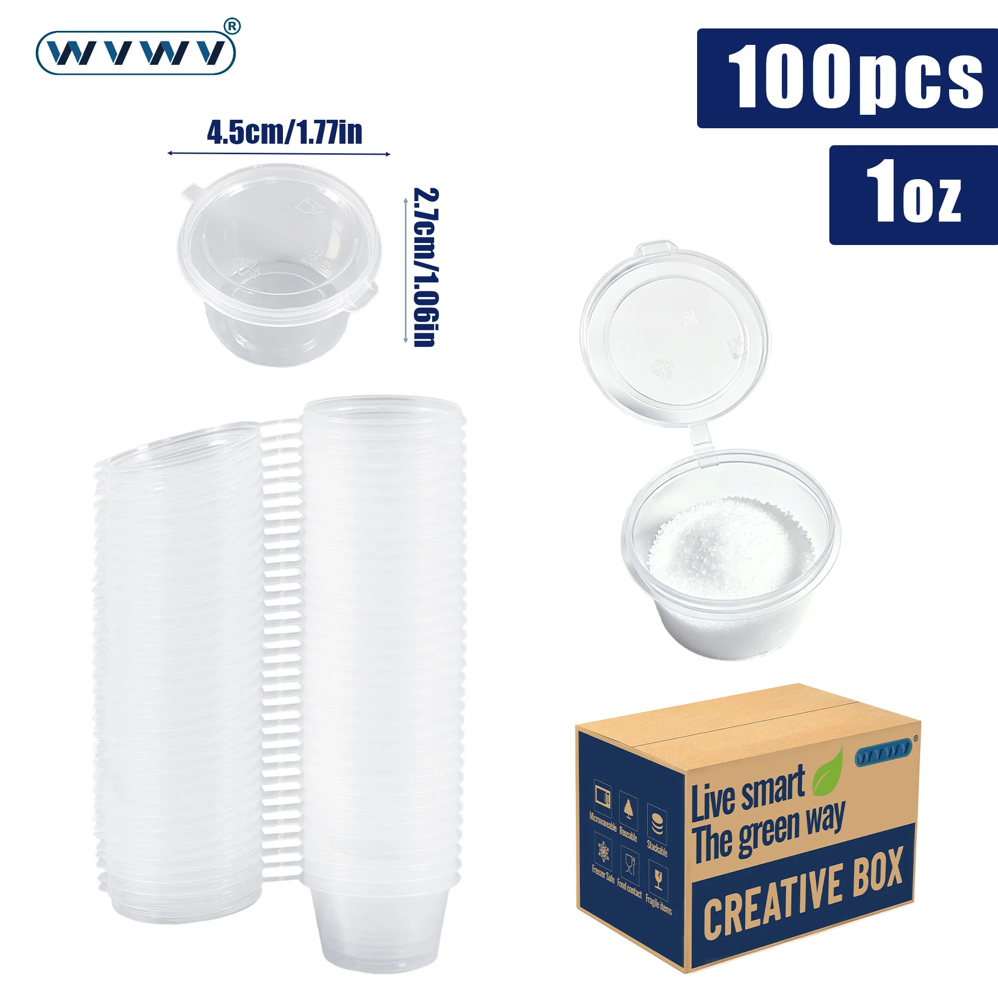 100er-Pack auslaufsichere Mini-Behälter aus Kunststoff mit Klappdeckeln, geeignet für die Aufbewahrung von Ketchup, Salatdressing, Milchshakes, für Camping im Freien, Feiertagspartys, Familientreffen und können auch zu – Detail 2