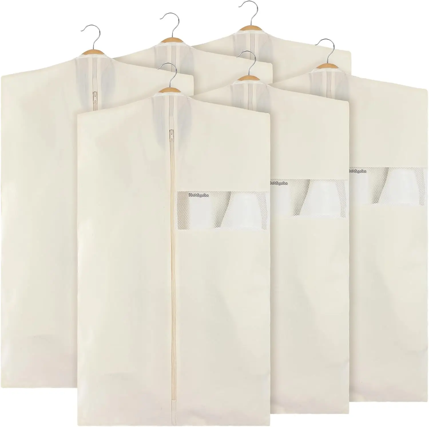 

6 Pcs 24 x 40 Inches Cotton Garment Bags for Hanging Clothes, Canvas Suit Bags for Clothes Coats Jackets Shirts Closet S