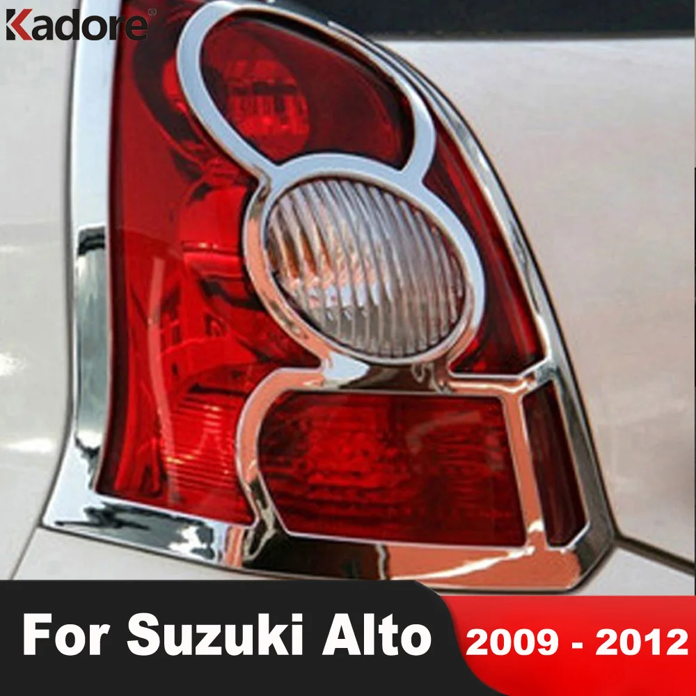 For Suzuki Alto 2009 2010 2011 2012 Chrome Rear Light Lamp Cover Trim Taillight Protector Frame Trims Car Styling Accessories