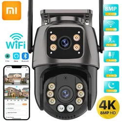 Xiaomi 4K 8MP HD Wifi kamera kopułkowa na zewnątrz z podwójnym obiektywem 4MP z podwójnym ekranem i z automatycznym śledzeniem kamery IP CCTV monitoring wideo P2P iCSee