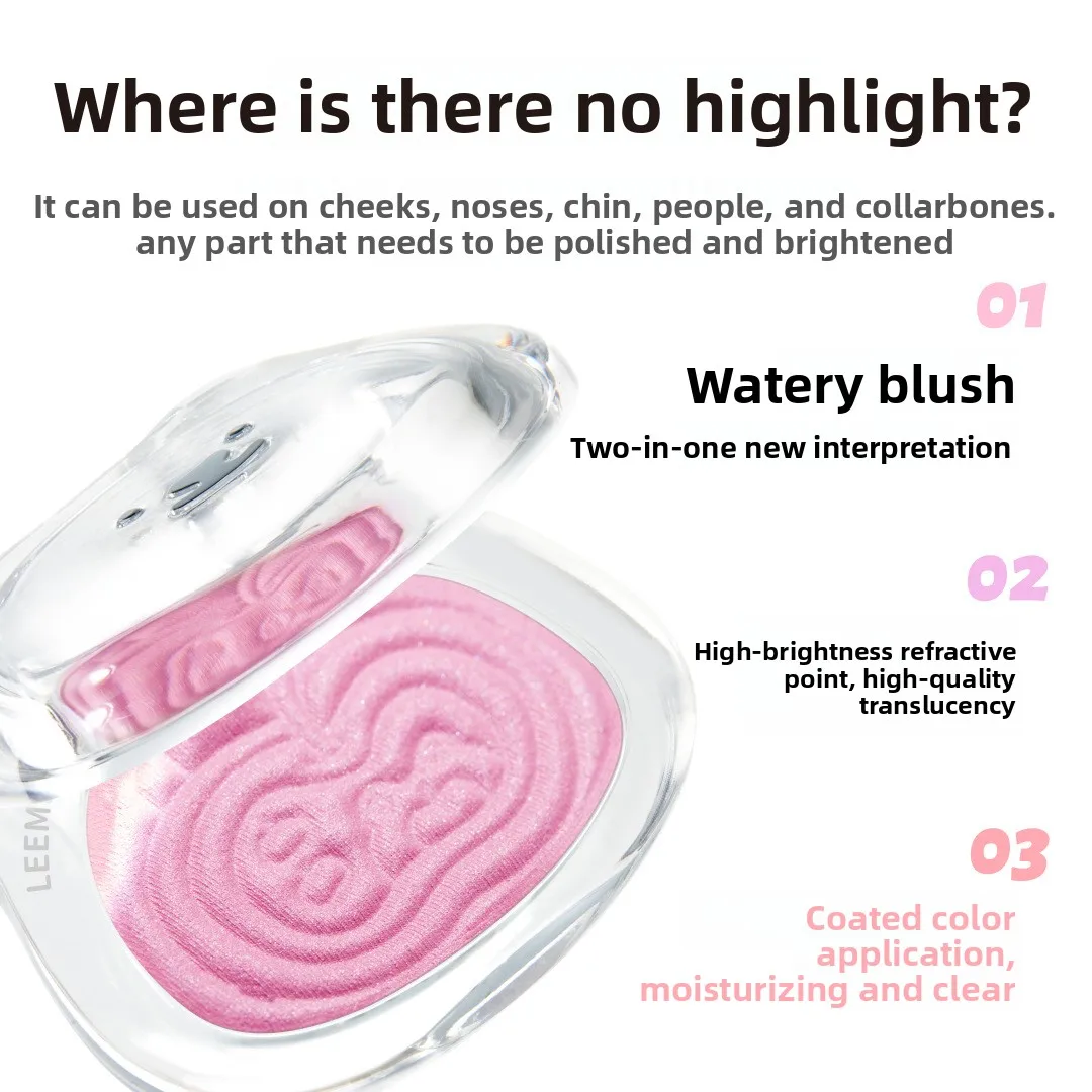 LEEMEMBER Satijn Multifunctionele Crème Water Lichte Blusher Gezichtscontour Fleuren Gezicht Langdurige Wangmake-up