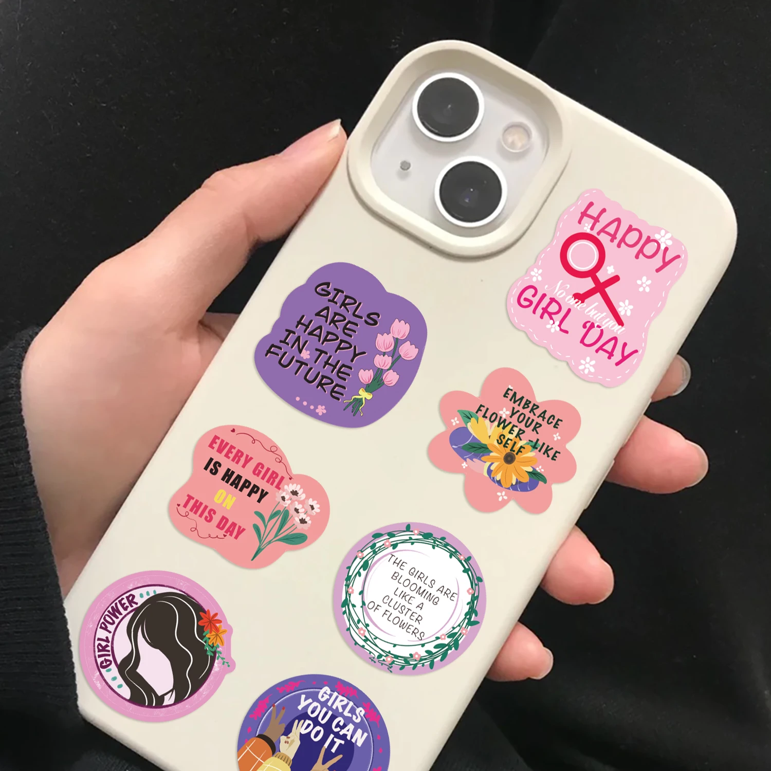 500 Stück Roll-Up-Aufkleber zum Damentag, geeignet für Mobiltelefone, Notizbücher, Gepäck und Wasserflaschen, dekorative Doodle-Aufkleber