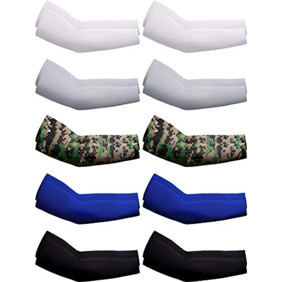 

10 Pairs UV Sun Protection Arm Sleeves for Men Women to Cover Arms Cooling Ice Silk Breathable Compression Sleeves for Men Outs