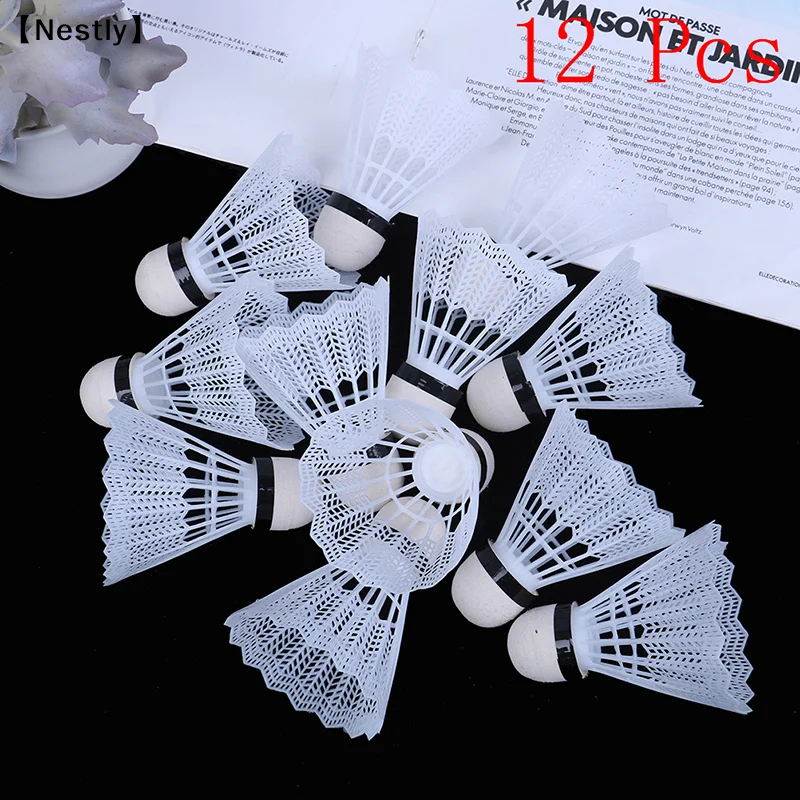 

12 Pcs White Plastic Badminton Ball Shuttlecocks Sport Training Sport〔Nest〕