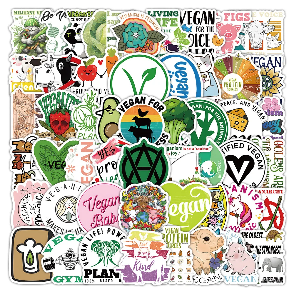 10/30/50/100PCS Cartoon Vegetable Avocado Vegetarian Sticker Waterproof Decal DIY Refrigerator Water Cup Luggage Guitar Sticker