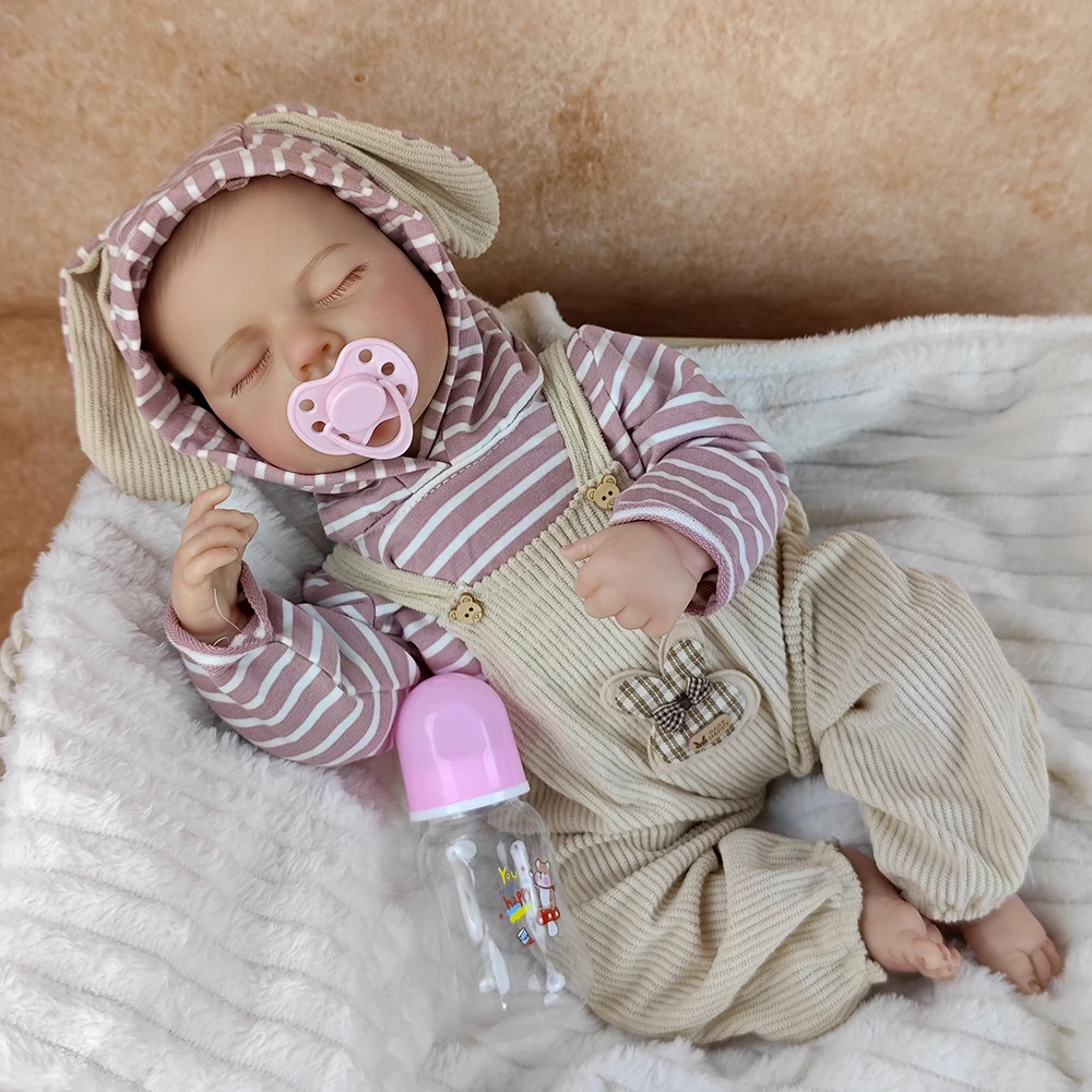 50 Cm Afgewerkt Bebe Reborn Half Lijm Doek Lichaam Pop LouLou Metgezel Speelkameraadjes Speelgoed Voor Meisjes Peuter Kerst Verjaardagscadeau