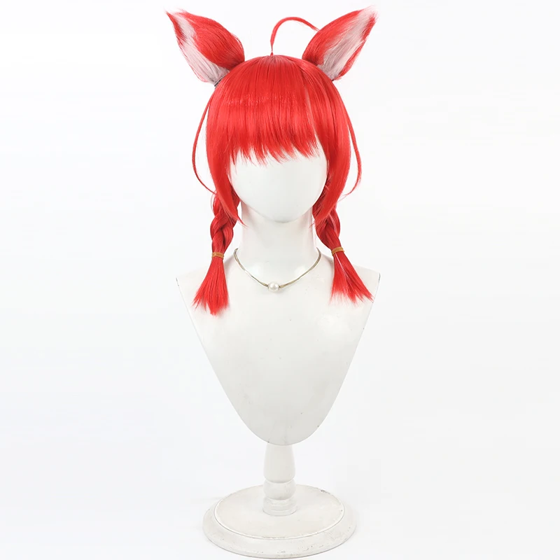 Virtual youtuber ratna petit cosplay peruca festa de halloween prop cabelo sintético fibra resistente ao calor + touca peruca
