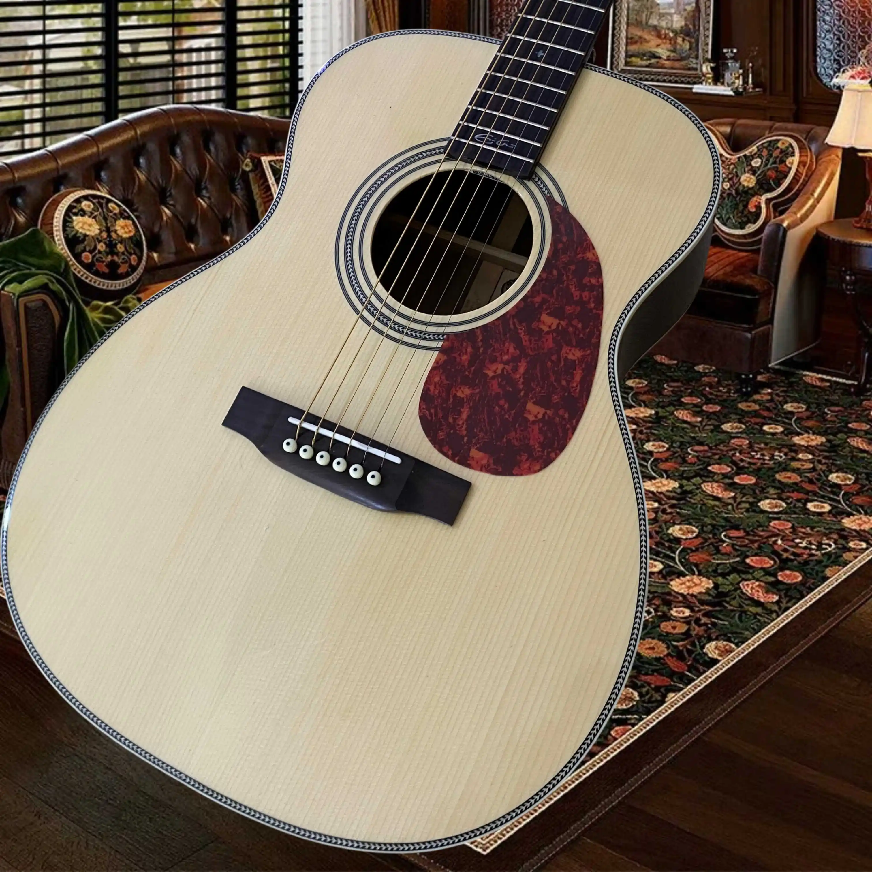 Natural 00028EC Acoustic Guitar Round Shoulder Design Ornate Pickguard Rosewood Back Sides Spruce Top Ideal Advanced Players