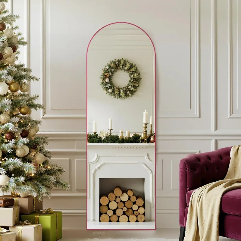 

Arched Full Length Mirror with Stand Hanging Leaning Modern Simple Shatterproof Aluminum Frame for Bedroom Living Room