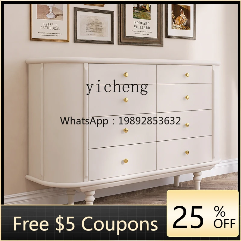 

YY Комод из цельного дерева во французском стиле, шкаф для хранения в спальне, простой светильник для прихожей, роскошный шкаф с восемью ящиками